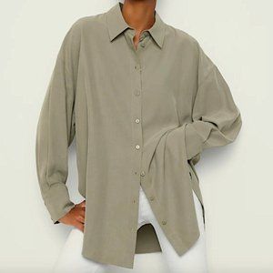 Zara Silk Olive Green Buttoned Shirt